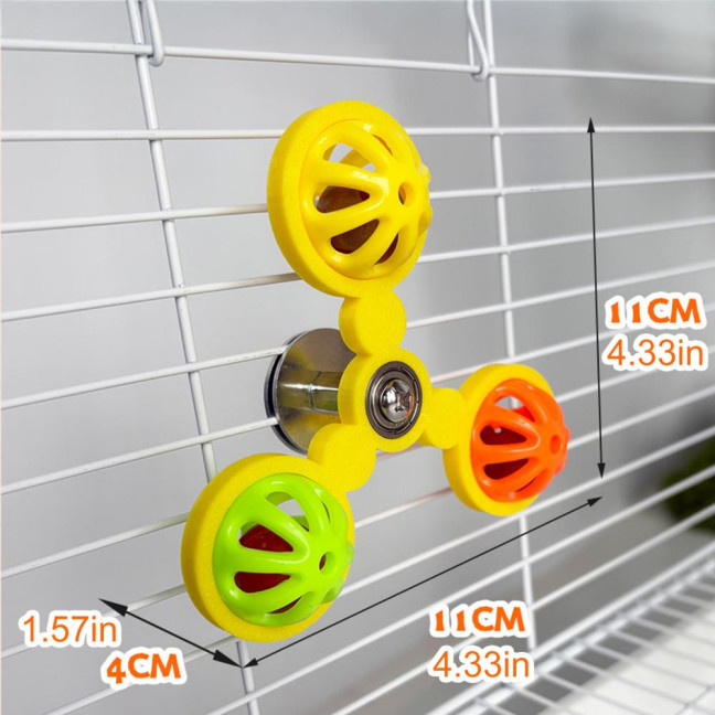 Birds Spinner Rattle Toy Interactive Spinner Parrot Toy Wheel Chewing Exercise Cockatiel Birdcage Enrichment Toy for Conures Budgies 