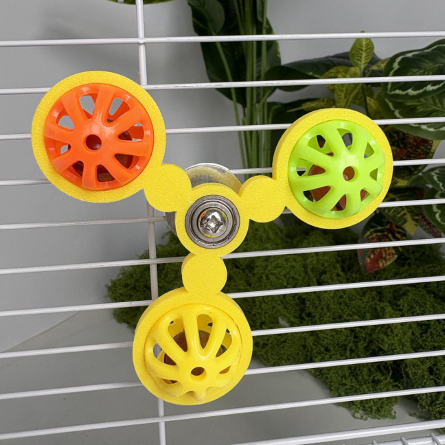 Birds Spinner Rattle Toy Interactive Spinner Parrot Toy Wheel Chewing Exercise Cockatiel Birdcage Enrichment Toy for Conures Budgies 