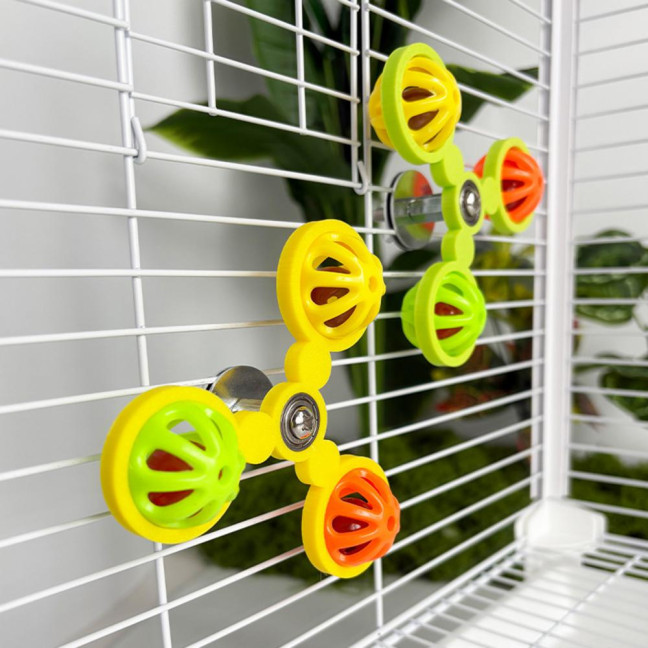 Birds Spinner Rattle Toy Interactive Spinner Parrot Toy Wheel Chewing Exercise Cockatiel Birdcage Enrichment Toy for Conures Budgies 