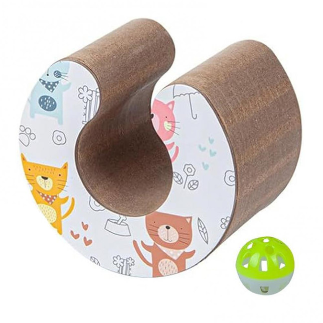 Cats Accordion Toy Foldable Cat Scratch Board with Bell Ball Portable Changeable Cat Scratcher Toy for Indoor Cats Anxiety Relief Exercise 