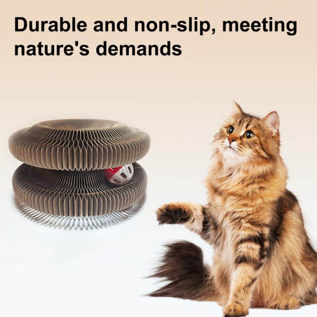 Flexible Accordion Cat Toy Changeable Cat Scratching Board with Bell Ball Portable Foldable Scratching Toy for Indoor Cats Entertainment Exercise