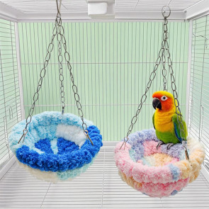Hanging Birds Bed Parrot Nest Bed with Chains Hook Birdcage Swing Plush Hammock House for Parakeets Cockatiels Budgies Lovebirds Conures 