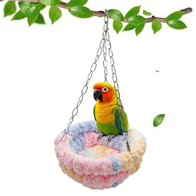 Hanging Birds Bed Parrot Nest Bed with Chains Hook Birdcage Swing Plush Hammock House for Parakeets Cockatiels Budgies Lovebirds Conures 