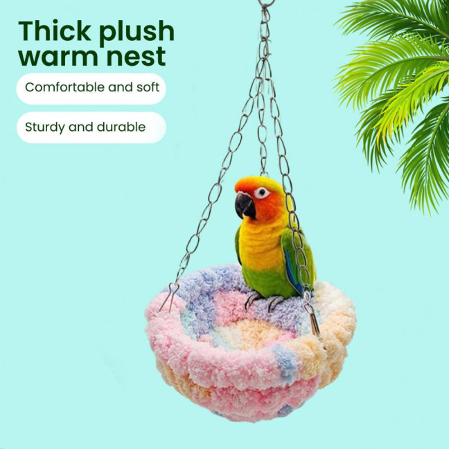 Hanging Birds Bed Parrot Nest Bed with Chains Hook Birdcage Swing Plush Hammock House for Parakeets Cockatiels Budgies Lovebirds Conures 