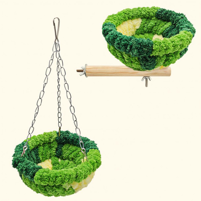 Hanging Birds Bed Parrot Nest Bed with Chains Hook Birdcage Swing Plush Hammock House for Parakeets Cockatiels Budgies Lovebirds Conures 