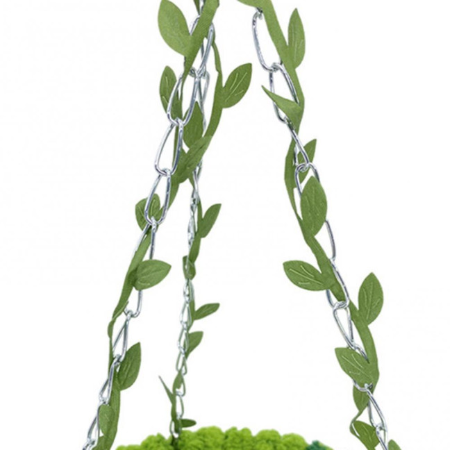 Hanging Parrot Nest Birdcage Plush Birds Bed with Leaves Hook Indoor Green Breeding Nest for Parakeet Conure Budgie Cockatiel Lovebird