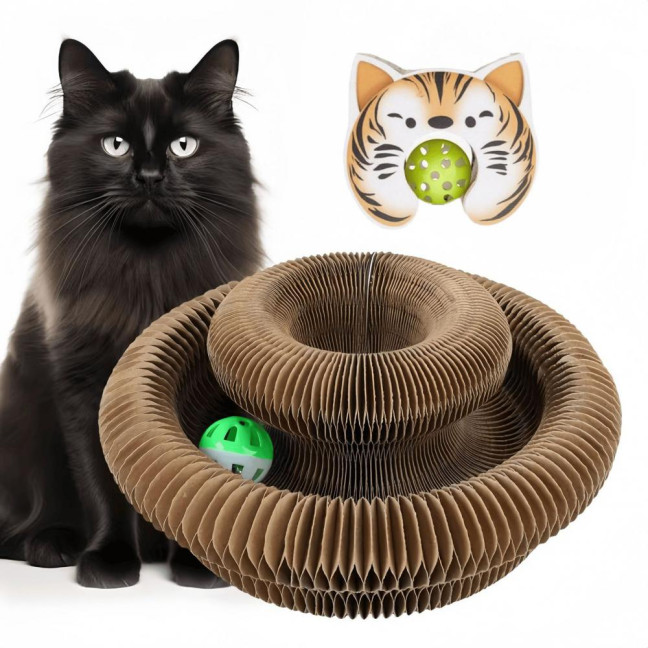 Cat Scratcher Accordion Toy Changeable Interactive Cat Scratching Board with Bell Ball Foldable Corrugated Paper Scratch Toy for Indoor Cats Anxiety Relief Entertainment Cat Scratcher Accordion Toy Changeable Interactive Cat Scratching Board with Bell Ball Foldable Corrugated Paper Scratch Toy for Indoor Cats Anxiety Relief Entertainment