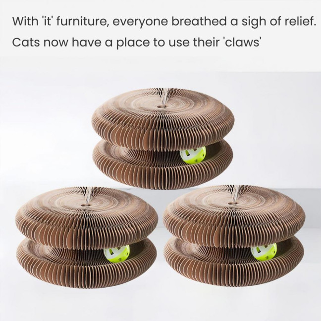 Cat Scratcher Accordion Toy Changeable Interactive Cat Scratching Board with Bell Ball Foldable Corrugated Paper Scratch Toy for Indoor Cats Anxiety Relief Entertainment Cat Scratcher Accordion Toy Changeable Interactive Cat Scratching Board with Bell Ball Foldable Corrugated Paper Scratch Toy for Indoor Cats Anxiety Relief Entertainment
