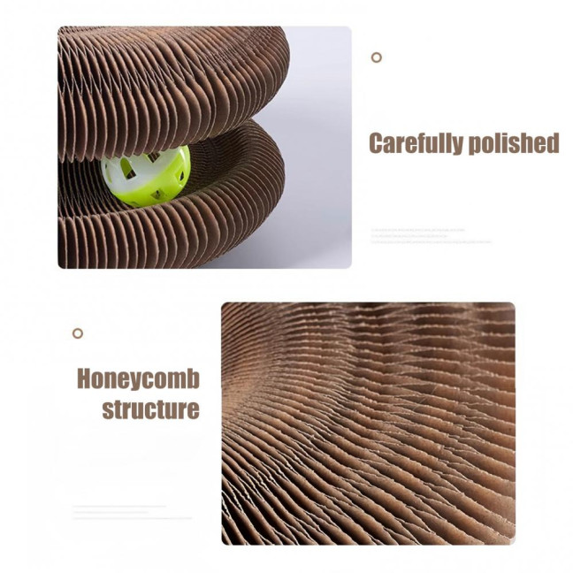 Cats Accordion Scratch Toy Foldable Interactive Cat Scratch Board with Bell Ball Portable Changeable Cat Scratcher for Indoor Cat Exercise Anxiety Relief 