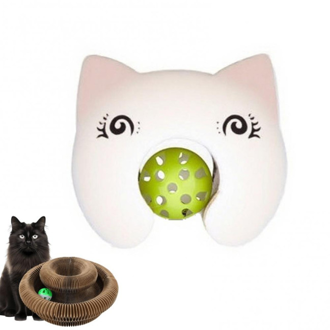 Cats Accordion Scratch Toy Foldable Interactive Cat Scratch Board with Bell Ball Portable Changeable Cat Scratcher for Indoor Cat Exercise Anxiety Relief 