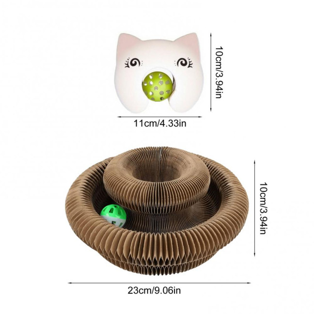 Cats Accordion Scratch Toy Foldable Interactive Cat Scratch Board with Bell Ball Portable Changeable Cat Scratcher for Indoor Cat Exercise Anxiety Relief 