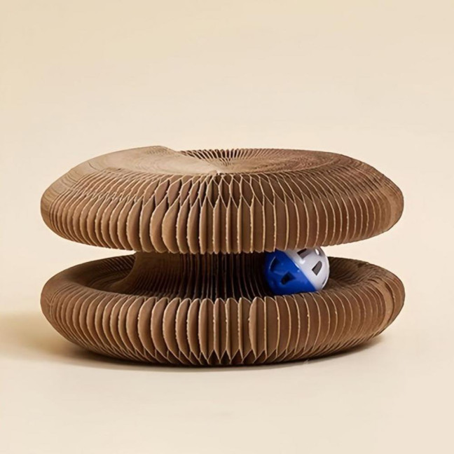 Cats Accordion Scratch Toy Foldable Interactive Cat Scratch Board with Bell Ball Portable Changeable Cat Scratcher for Indoor Cat Exercise Anxiety Relief 