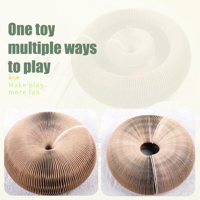 Cats Accordion Scratch Toy Foldable Interactive Cat Scratch Board with Bell Ball Portable Changeable Cat Scratcher for Indoor Cat Exercise Anxiety Relief 