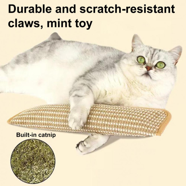 Cat Scratch Mat Cat Toy Sisal Scratcher Pillow Stuffed with Catnip Safe Nail File for Indoor Cats Kitten Training Entertainment Health