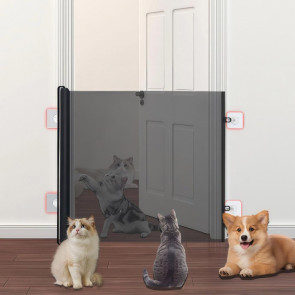Retractable Pet Gate Mesh Pet Safety Gate No Drill Installation Indoor Outdoor Pet Barrier Fence Home Divider for Stairs Doorways Bedrooms