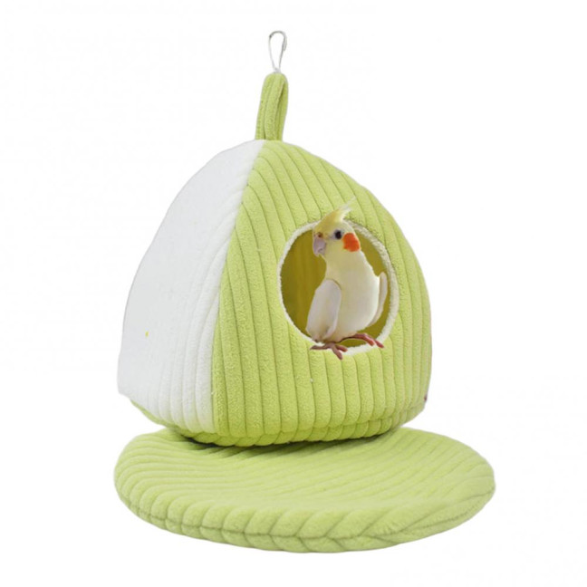 Hanging Birds Nest Winter Warm Parrot Nest with Mat Birdcage Plush Hammock Bed for Parakeets Cockatiels Budgies Conures 