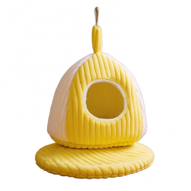 Hanging Birds Nest Winter Warm Parrot Nest with Mat Birdcage Plush Hammock Bed for Parakeets Cockatiels Budgies Conures 