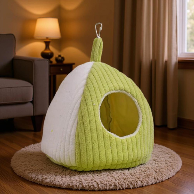 Hanging Birds Nest Winter Warm Parrot Nest with Mat Birdcage Plush Hammock Bed for Parakeets Cockatiels Budgies Conures 