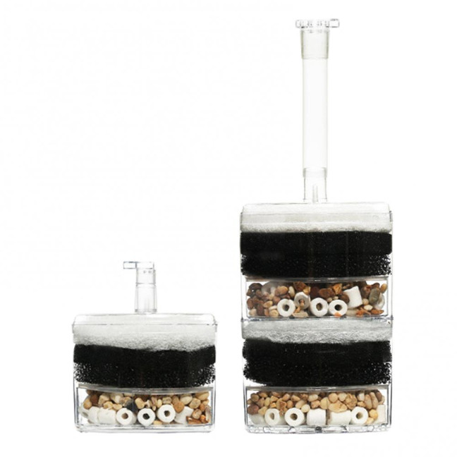 Aquarium Corner Filter Fish Tank Air Driven Sponge Filter Bio Filtration Corner Filter with Multi Kinds of Filter Media for Fry Shrimp Nano Fish Tank 