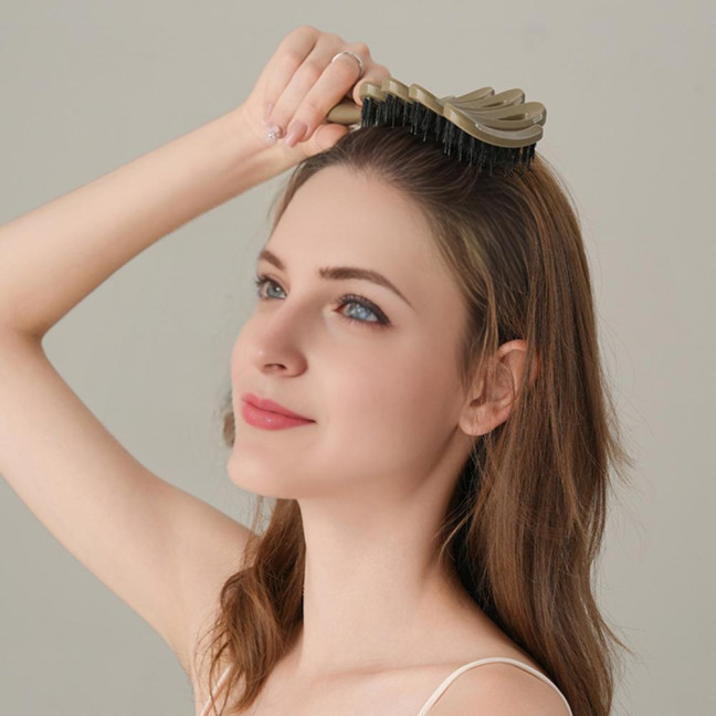 Boar Bristle Hair Brush Portable Anti-static Vented Hair Paddle Brush Women Scalp Massage Hair Voluming Styling Detangling Comb 