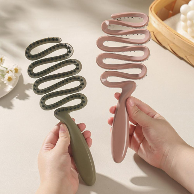 Boar Bristle Hair Brush Portable Anti-static Vented Hair Paddle Brush Women Scalp Massage Hair Voluming Styling Detangling Comb 