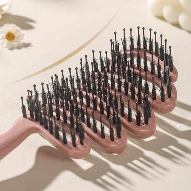 Boar Bristle Hair Brush Portable Anti-static Vented Hair Paddle Brush Women Scalp Massage Hair Voluming Styling Detangling Comb 