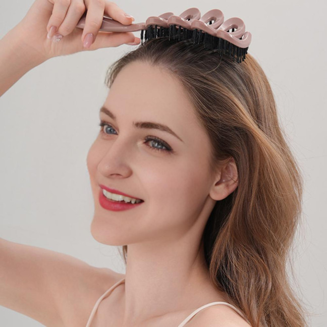 Boar Bristle Hair Brush Portable Anti-static Vented Hair Paddle Brush Women Scalp Massage Hair Voluming Styling Detangling Comb 