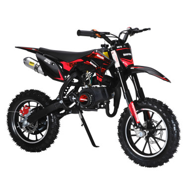 Mini Kid Dirt Bike, 49CC 2-Stroke Gas Powered Motorcycle with Off-Rode Tire, Front Rear Disc Brakes, Shock Absorption Pocket Motorbike, Up to 25 Mph, Max Load 330 LBS