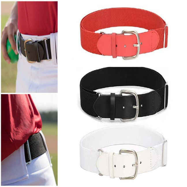Adult Baseball Belt Elastic Band Adjustable Length Imitation Leather Baseball Softball Belt Unisex Vibrant Color Waistband