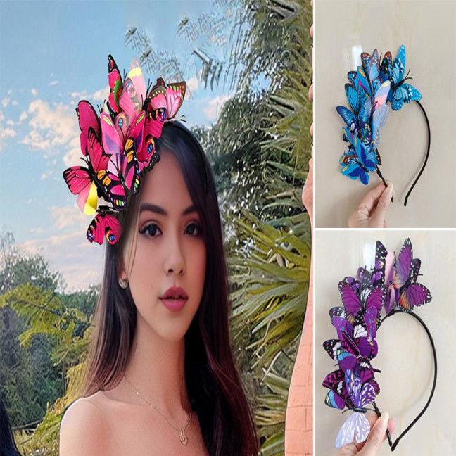 Colorful Butterflies Hair Hoop Girl Headband Crown Adjustable Tea Party Halloween Costume Adult Kid Headpiece Colorful Butterflies Hair Hoop Girl Headband Crown Adjustable Tea Party Halloween Costume Adult Kid Headpiece