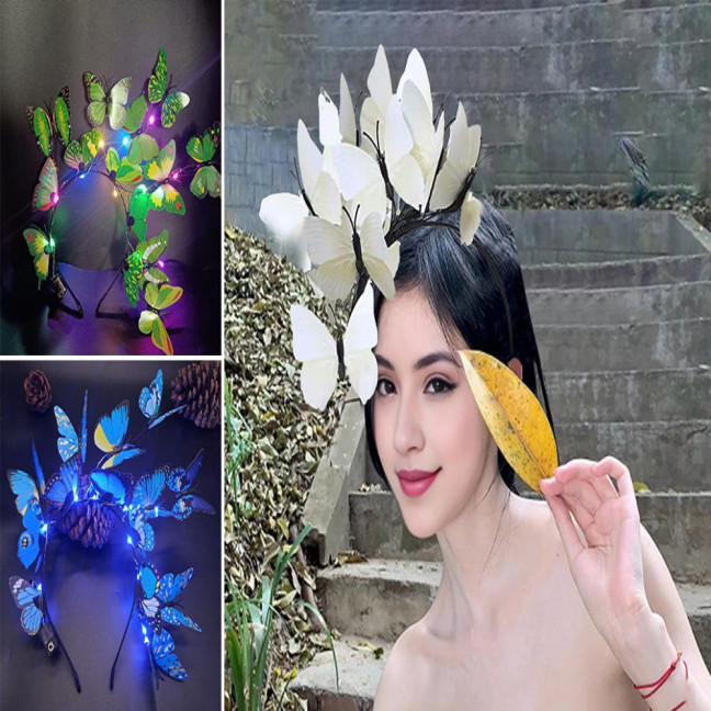 Colorful Butterflies Hair Hoop Girl Headband Crown Adjustable Tea Party Halloween Costume Adult Kid Headpiece Colorful Butterflies Hair Hoop Girl Headband Crown Adjustable Tea Party Halloween Costume Adult Kid Headpiece