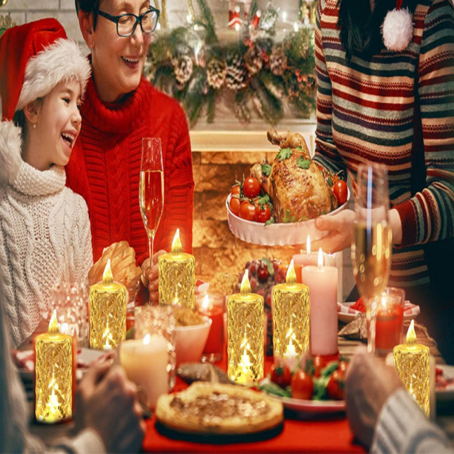 4Pcs Crystal Flameless Candle Lights LED Tealight Candles Battery-Operated Twinkling Light Fake Candles for Weddings Home Decor