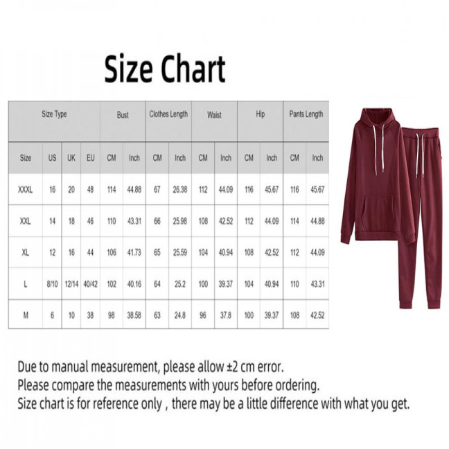 2 Pcs/Set Women Hoodie Pants Suit Solid Color Plush Long Sleeves Thick Top Elastic Waist Ankle-banded Trousers Sport Fitness Outfit Fall Winter Tracksuit