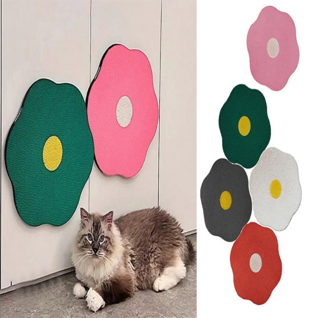 Self-Adhesive Cat Scratch Pad Wall Floor Mounted Cat Scratching Board Flower Shape Cat Scratcher for Couch Carpets Doors Furniture Protection