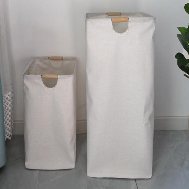 Laundry Hamper Storage Basket with Bamboo Handle Foldable Design Large Capacity Waterproof Fabric Clothes Hamper Laundry Basket