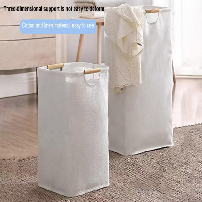 Laundry Hamper Storage Basket with Bamboo Handle Foldable Design Large Capacity Waterproof Fabric Clothes Hamper Laundry Basket