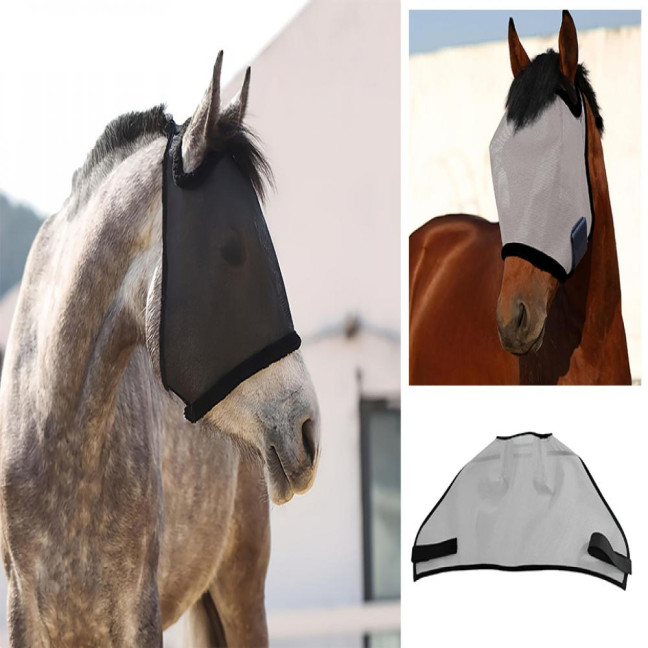 Horse Fly Face Guard Half Face UV Protection Cover from Summer Insect Pest Adjustable Breathable Mesh Coverage for Horse