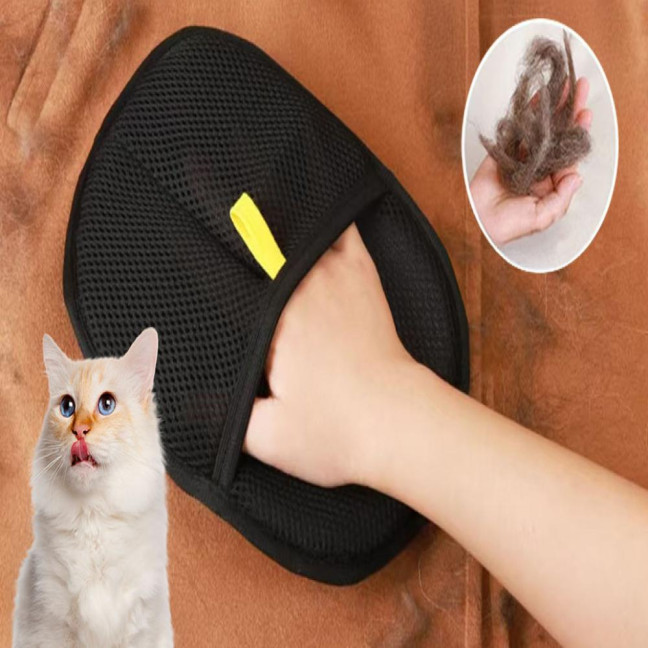 Electrostatic Pet Fur Gloves Pet Hair Remover Grooming Shedding Gloves for Cats Dogs Rabbits Reusable Fingerless Cleaning Mitt for Furniture Carpet Couch Car Seat