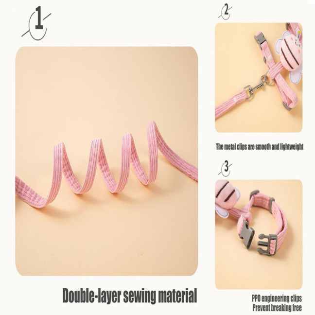 Cat Harness And Leash Set Adjustable Escape Proof Kitten Harness with Cartoon Bee for Small Medium Cats Dogs Outdoor Walking