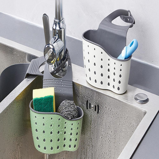Kitchen Sink Shelf Soap Sponge Drain Rack Strong Load-Bearing Double-Layer Design Easy to Install Hanging Basket Sink Caddy