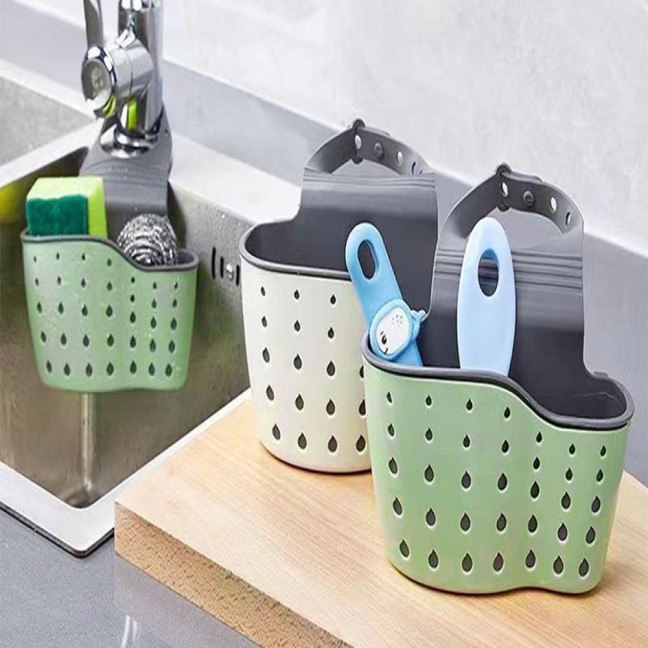 Kitchen Sink Shelf Soap Sponge Drain Rack Strong Load-Bearing Double-Layer Design Easy to Install Hanging Basket Sink Caddy