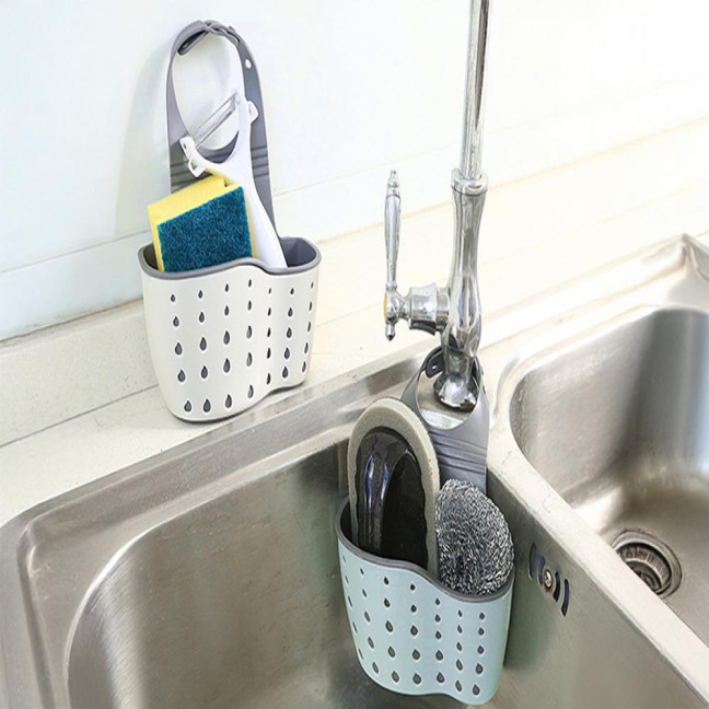 Kitchen Sink Shelf Soap Sponge Drain Rack Strong Load-Bearing Double-Layer Design Easy to Install Hanging Basket Sink Caddy