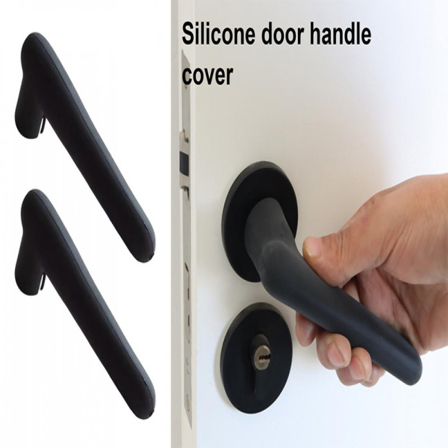 2Pcs Silicone Door Handle Covers Universal Anti-Collision Anti-Static Safety Door Lever Grip Handle Cover Bumper Protectors Cushions 