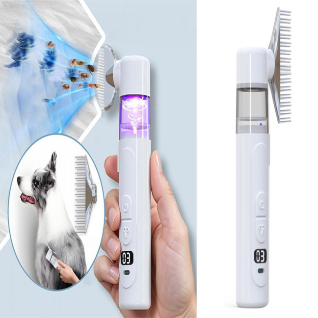Electric Louse Comb Wireless Rechargeable 2-in-1 Vacuum Comb Portable Nit Comb Flea Remover Fine-Toothed Comb for Pets Adults Children All Hair Types
