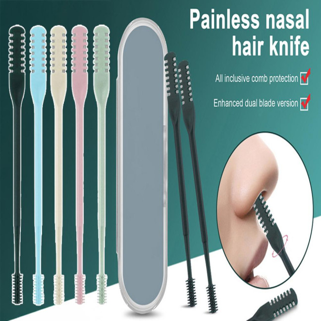1/2/3/5/12/24Pcs Double-Head Nose Hair Trimmer Sharp Blade 360 Degree Rotating Nasal Hair Cutter Remover Men Women Manual Nose Hair Trimming Tools 