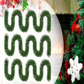 Christmas Green Garland 18FT Xmas Greenery Tinsel Stems Non-Lit Soft Twist Garland for Tree Stair Railing Front Door Mantle Fireplace Indoor Outdoor Holiday Decor
