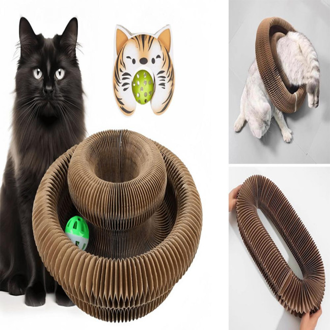 Cat Scratcher Accordion Toy Changeable Interactive Cat Scratching Board with Bell Ball Foldable Corrugated Paper Scratch Toy for Indoor Cats Anxiety Relief Entertainment Cat Scratcher Accordion Toy Changeable Interactive Cat Scratching Board with Bell Ball Foldable Corrugated Paper Scratch Toy for Indoor Cats Anxiety Relief Entertainment