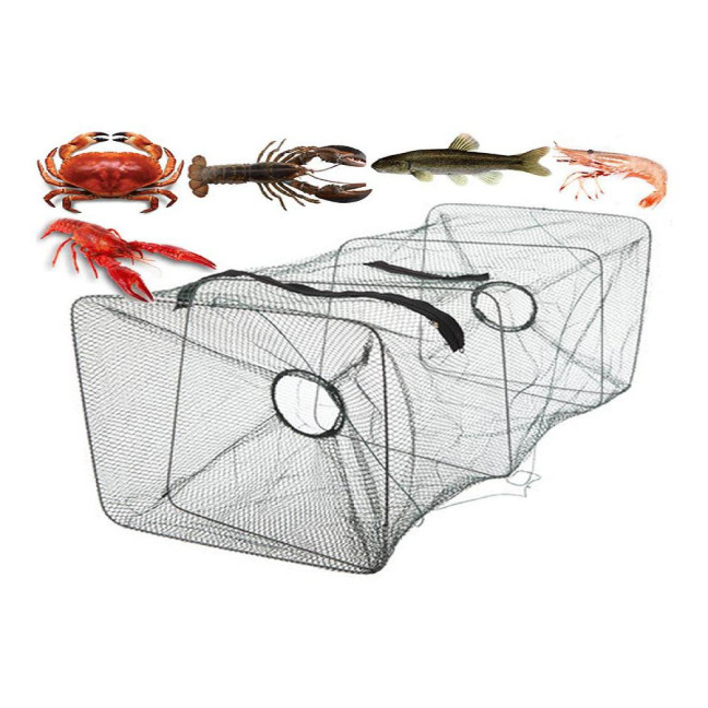 Fish Trap Universal Anti-corrosion Nylon Folded Square Fishing Cage for Angling Fish Trap Universal Anti-corrosion Nylon Folded Square Fishing Cage for Angling