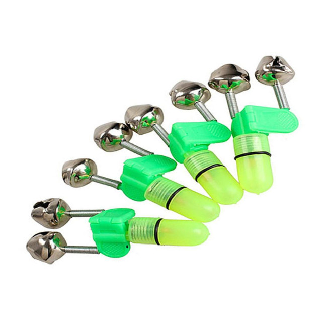 3 Pcs Fishing Rod Tip Bite Alert Alarm Twin Bells with Night LED Light Lamp