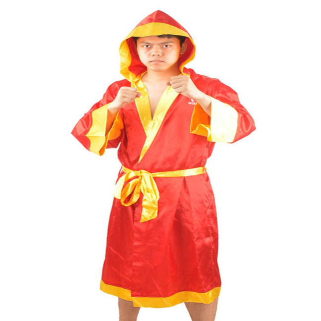 Men Long Sleeve Waist Belt Competition Training Muay Thai Boxing Robe Uniform